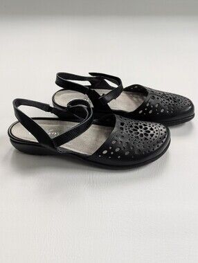Naot Arataki Black Leather Closed Toe Sling Back Shoes Size 40/9 Lagenlook Women